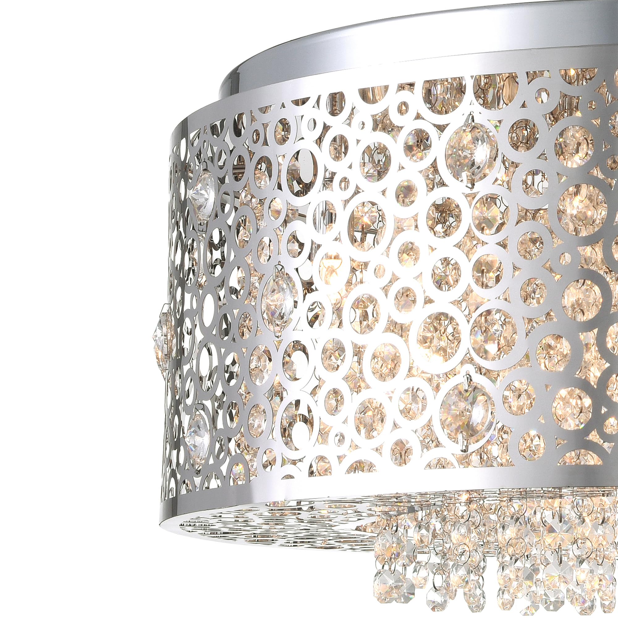 CWI Lighting 11-Light Drum Shade Metal Chandelier in Chrome - Modern Bubble Design for Dining Room, Living Room & Bedroom Ceiling Lighting