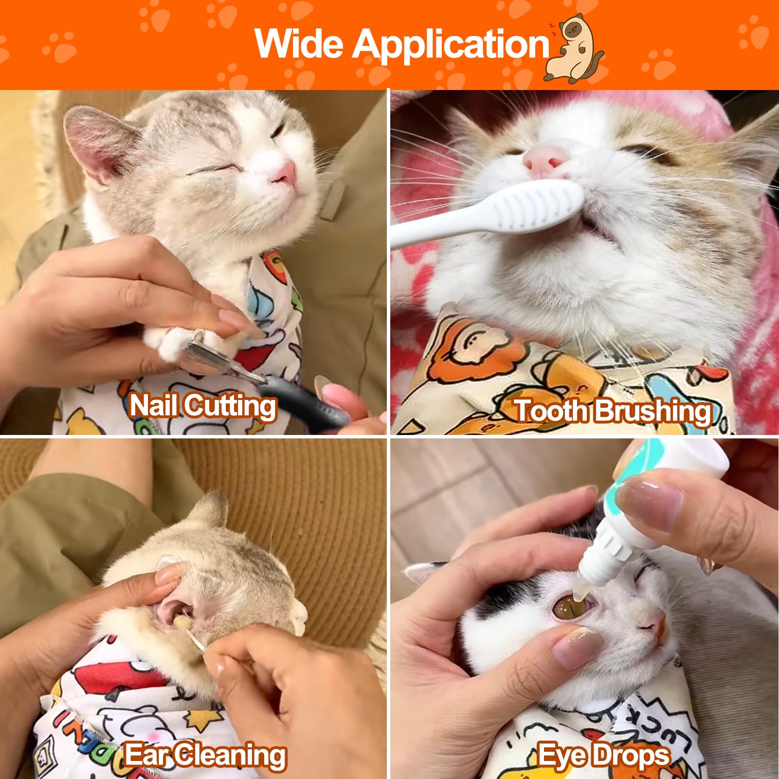 Premium Cat Grooming Wrap for Nail Trimming - Anti-Scratch & Escape-Proof Cat Restraint with Nail Clippers - Calming Swaddle for Stress-Free Grooming (Large Size) - Perfect for Anxious Cats & Home Pet Care