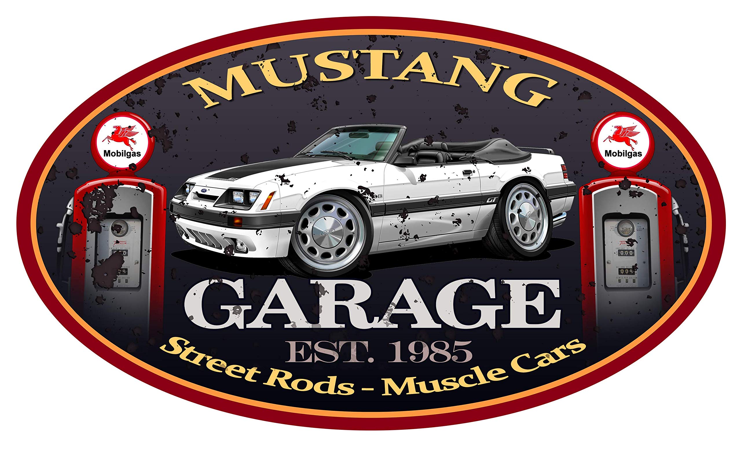 1985-1986 Ford Mustang GT 5.0 Convertible Wall Decal (4ft) - Car Room Decor