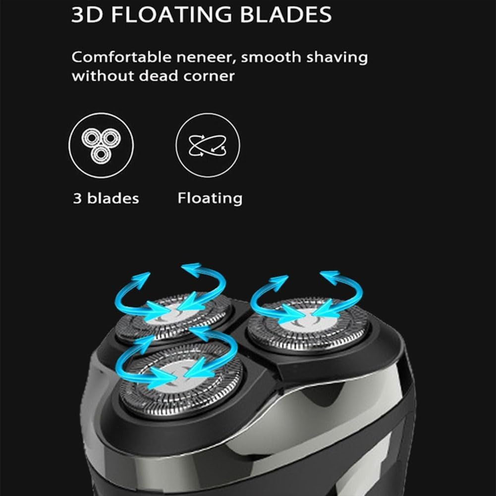 Snabbuy Pro 4D Floating Head Rotary Electric Razor for Men - IPX7 Waterproof Wet & Dry Rechargeable Shaver with LCD Display (Black) | Perfect for Travel, Gym & Daily Shaving