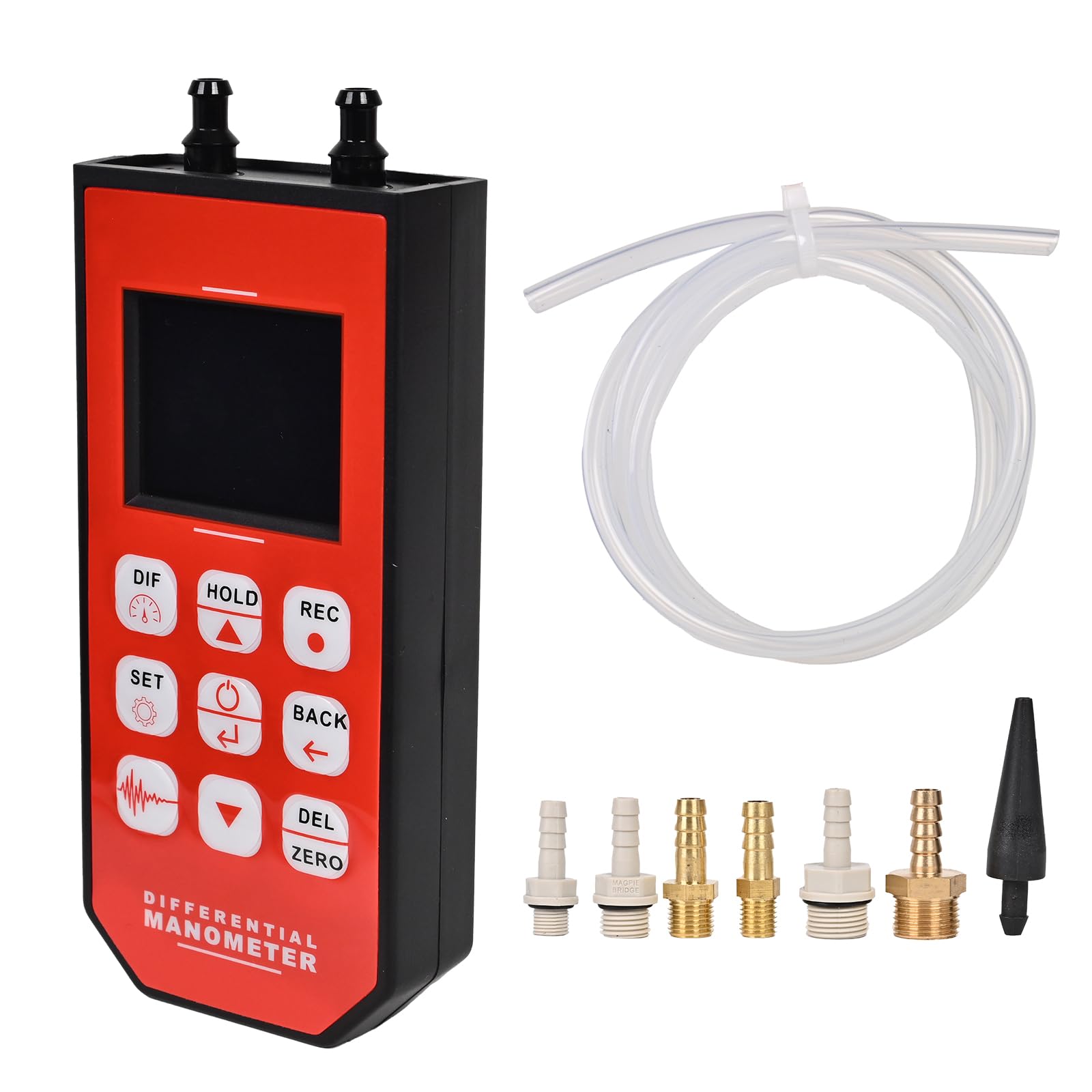 Professional Digital Manometer - Dual-Port HVAC Air Pressure Meter & Gas Pressure Tester with 12 Selectable Units, Large Backlit TFT Display | Ideal for HVAC Technicians, Industrial Maintenance & Home DIY Projects