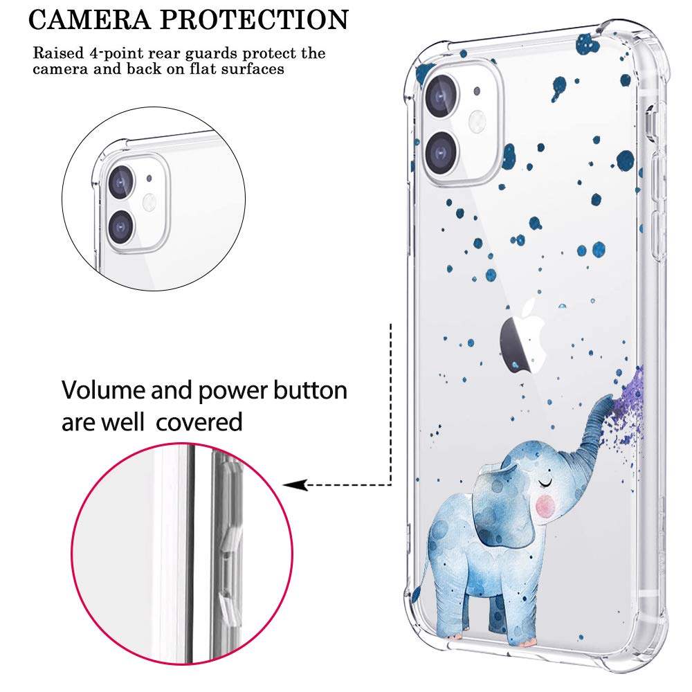 MAYCARI iPhone 11 Pro Max Case - Cute Elephant Animal Design, Clear TPU Slim Protective Cover with Anti-Scratch & Shock Absorbing | Perfect for Everyday Use, Travel & Gift Giving
