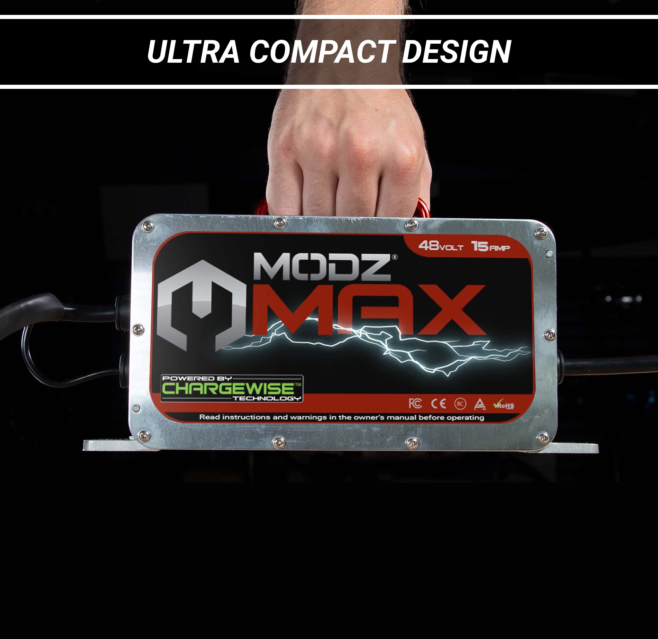 MODZ Max48 15 AMP 48 Volt Golf Cart Battery Charger - Fast Charging for Club Car Precedent & DS Models | Perfect for Golf Courses, Resorts & Home Use
