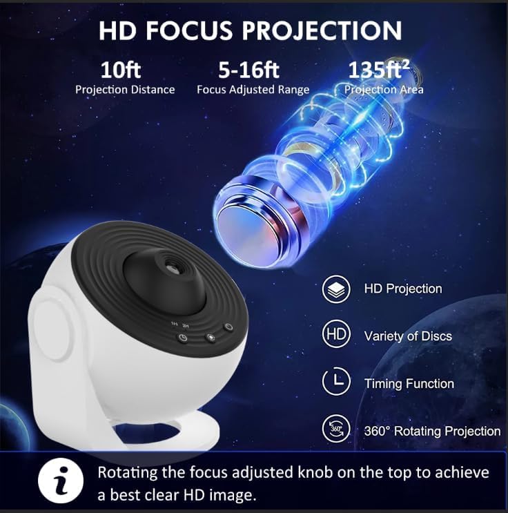 4K Elec3 Star Projector - Ultra Clear Galaxy Night Light with 12 Replaceable Discs, 360° Rotation Planetarium Projector for Bedroom & Kids Room | Perfect for Stargazing, Relaxation, Birthday & Valentine's Gift