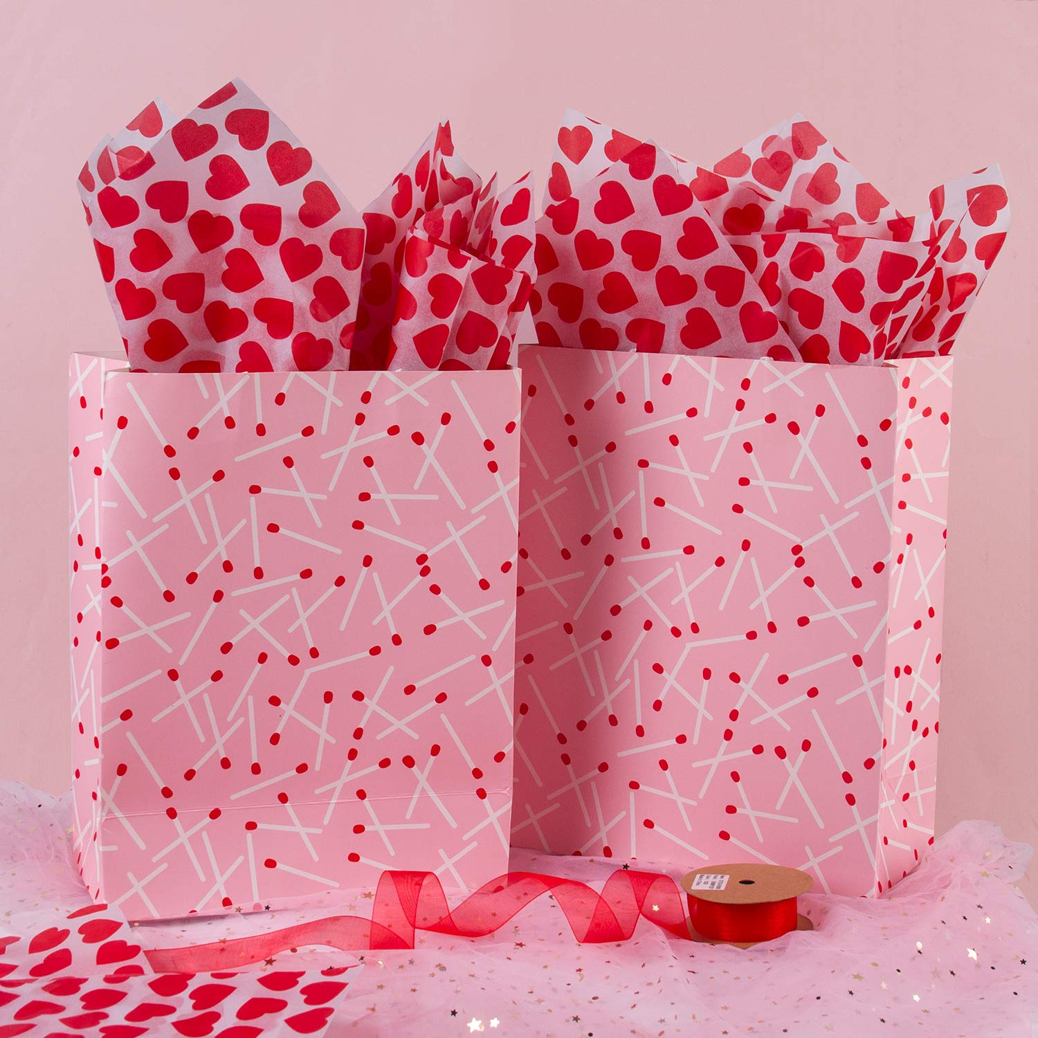 WRAPAHOLIC Premium Wrapping Tissue Paper - 24 Sheets 19.7x27.5 Inch Sweet Heart Design Bulk Gift Wrap for Packing, DIY Crafts, Birthday & Valentine's Day Presents