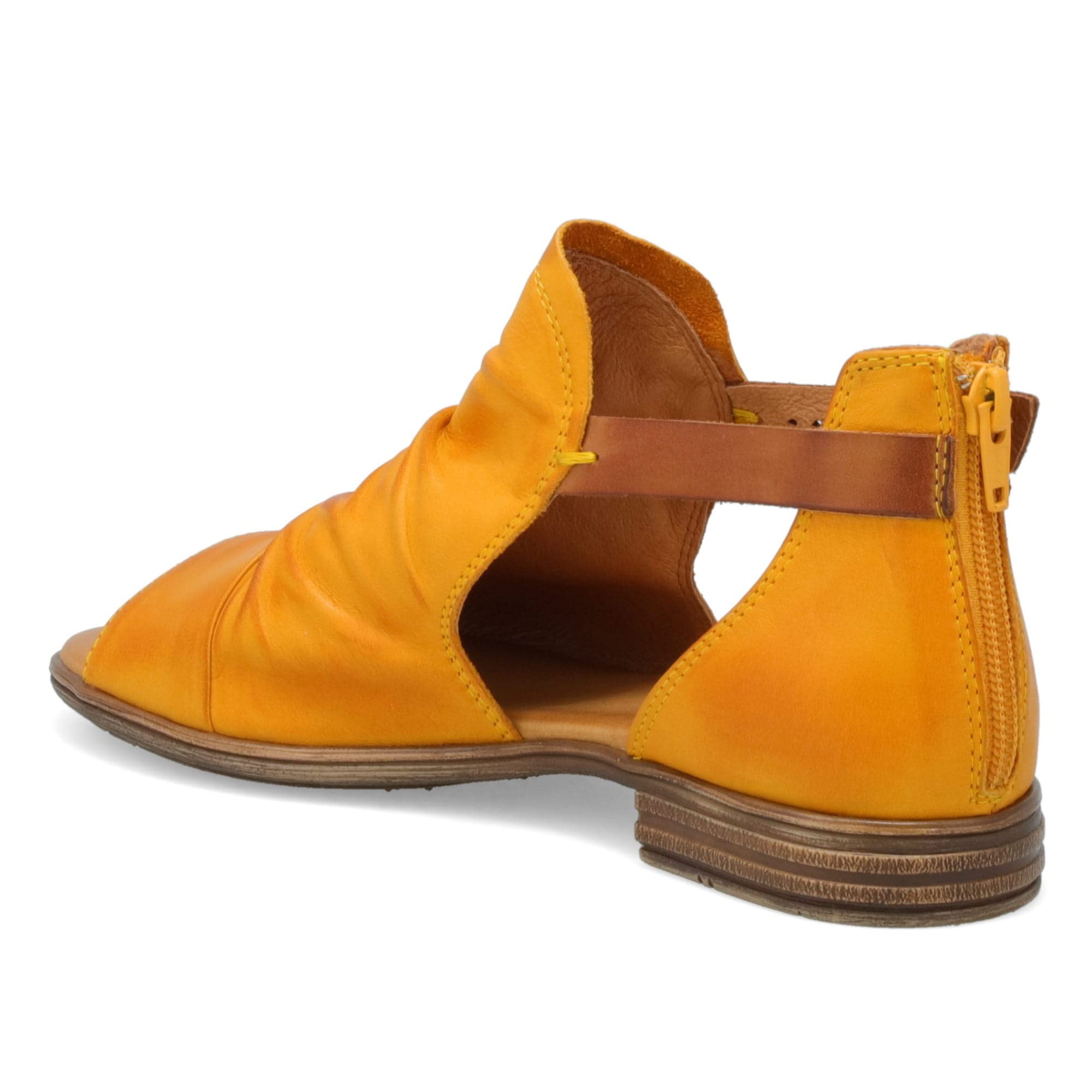 Miz Mooz Dipper Women's Leather Sandals - Peep Toe Buckle Strap Open Side Sandals for Summer, Beach & Casual Outings