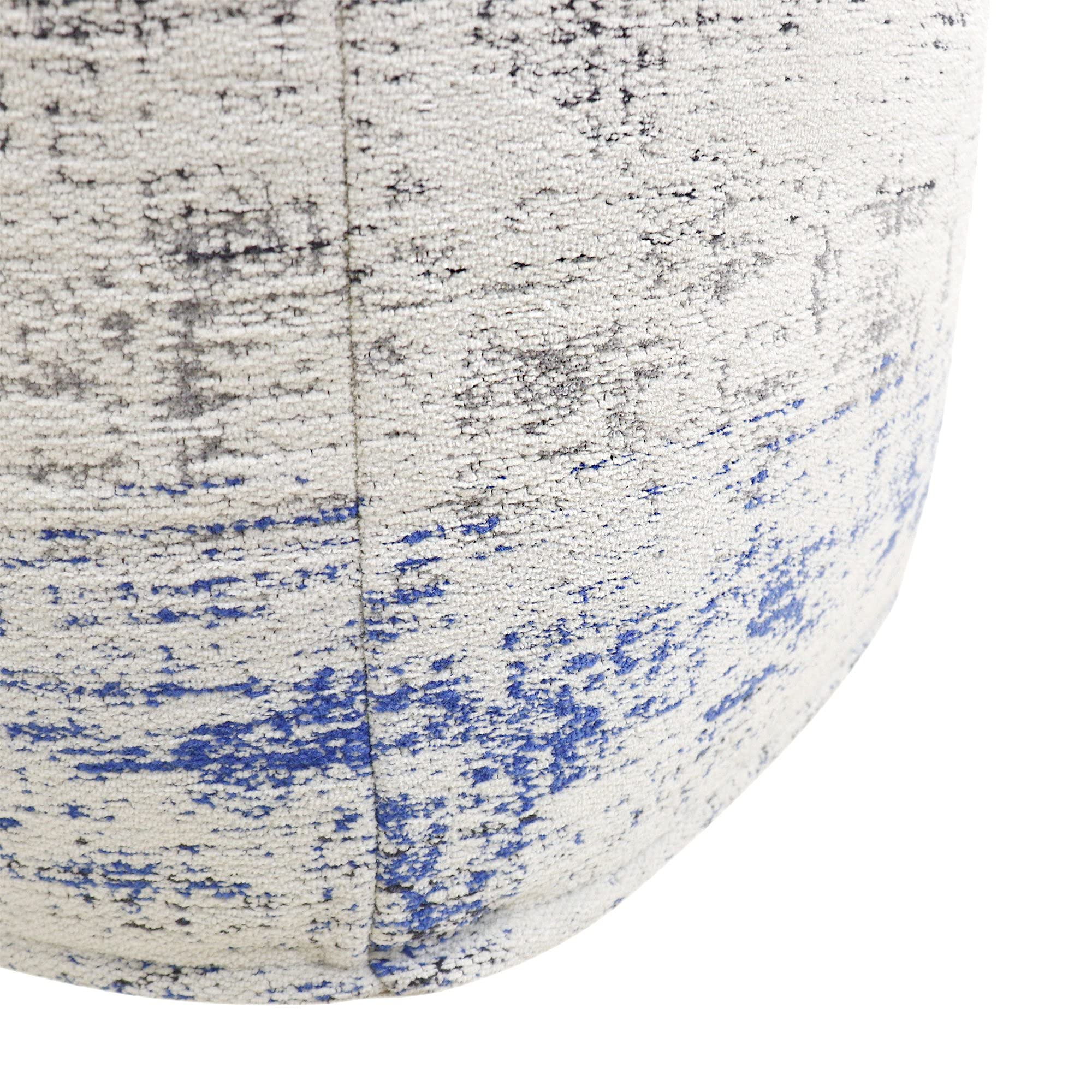 Pasargad Home Grand Canyon Distressed Cotton Pouf - Jacquard Woven Square Ottoman with Polly Beads Filling - 20x20x20 Inch Ivory/Blue Footrest & Lounge Seat - Luxury Living Room Decor for Sofa, Bedroom & Reading Nook