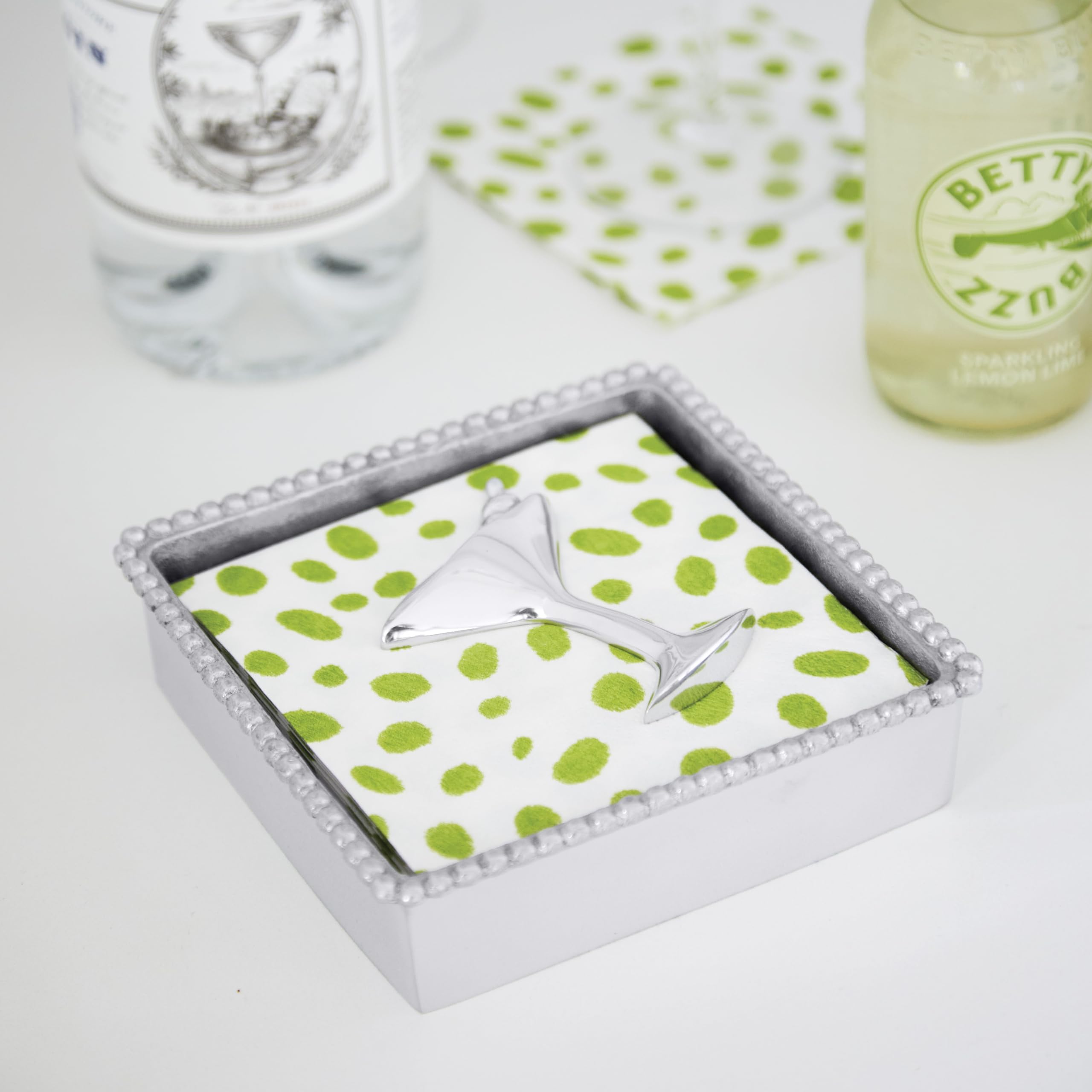 Elegant Mariposa Beaded Cocktail Napkin Holder Box - Small Decorative Storage for Parties, Weddings & Home Decor