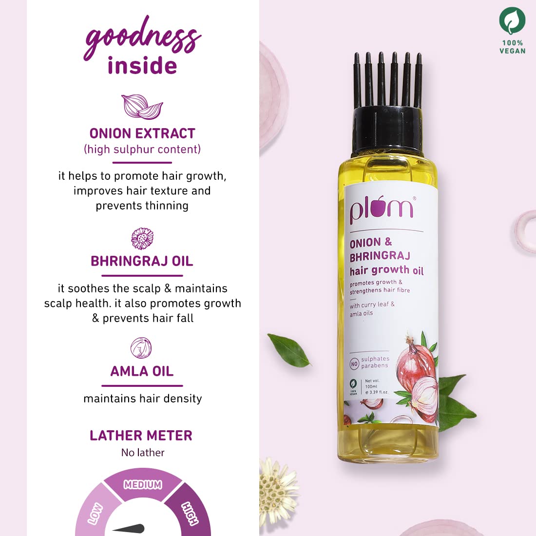 Bhringraj & Amla Hair Growth Oil with Curry Leaves - Natural Treatment for Hair Fall & Regrowth | Paraben-Free, 100ml | For Men & Women | Use for Daily Scalp Massage & Damaged Hair Repair