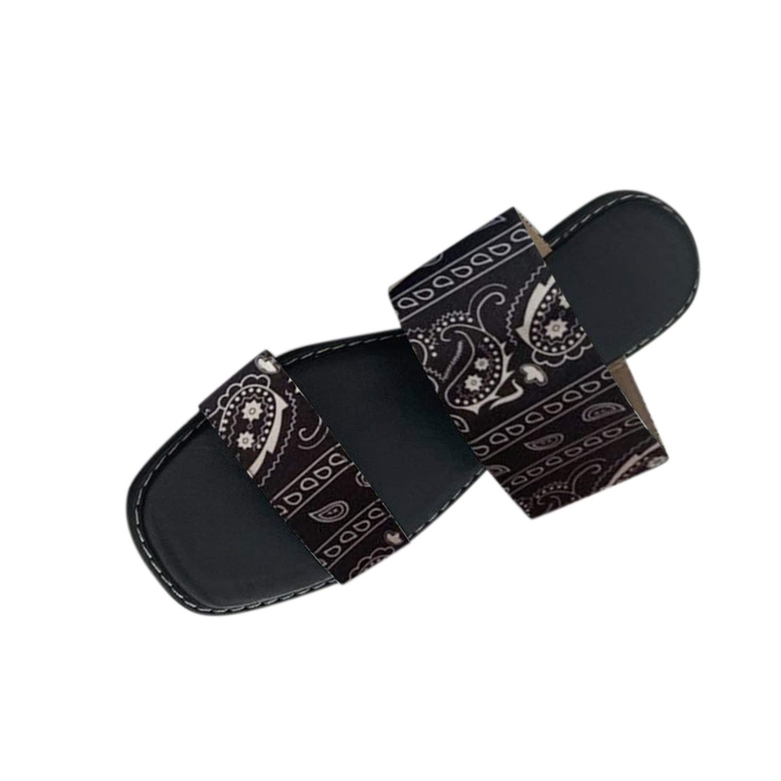 Women's Comfortable Big Bottom Soft Slippers - Satin Floral Flat Sandals for Beach, Home & Lounge Wear - Fashionable Summer Shoes for Women (Size S)