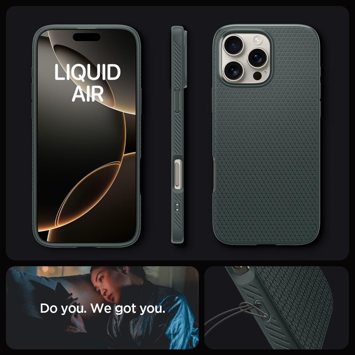 Spigen Liquid Air Armor Case for iPhone 16 Pro - Slim Protective Cover with Military-Grade Drop Protection in Abyss Green | Perfect for Everyday Use, Travel & Outdoor Activities