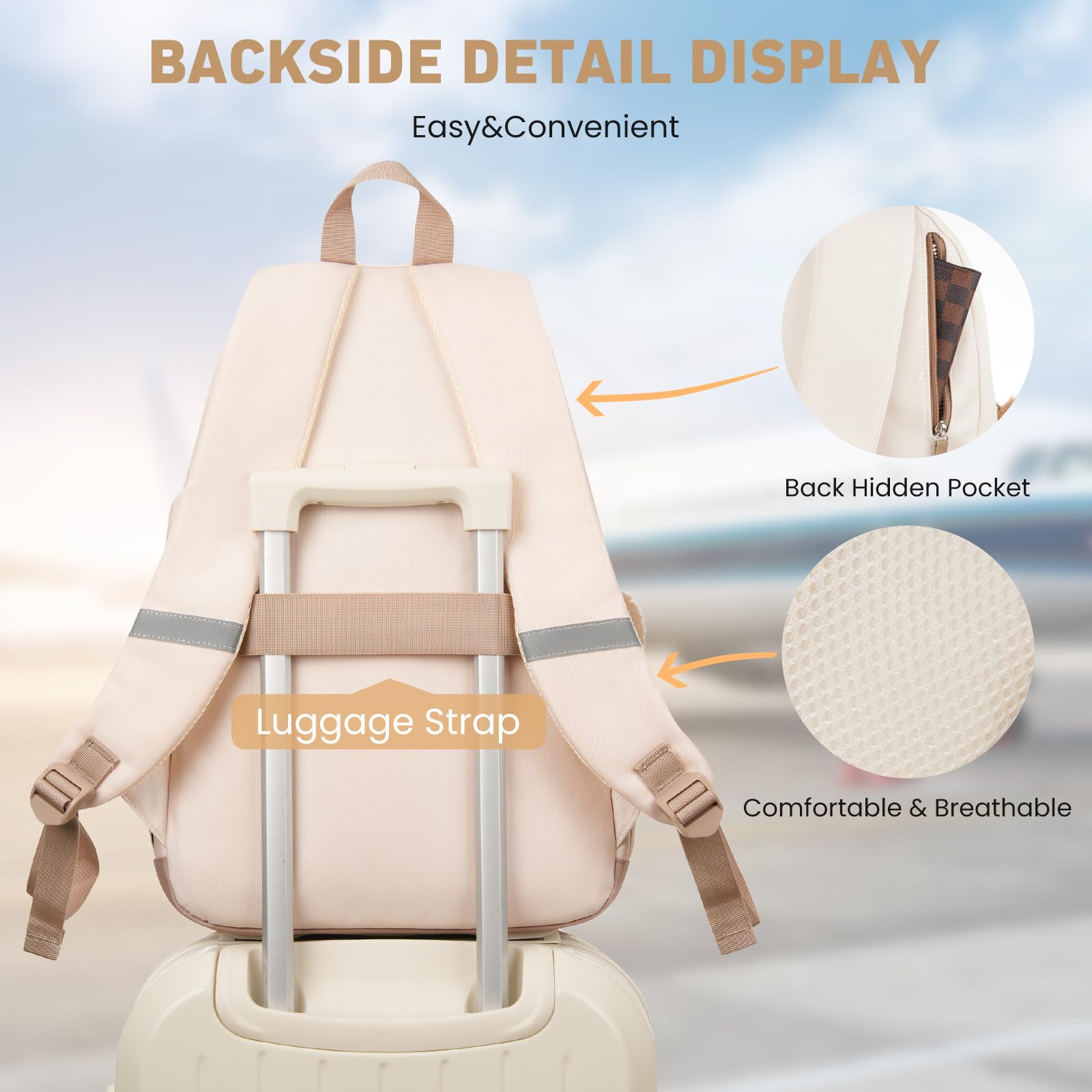 Stylish WINDARS 17.3 Inch Laptop Backpack for Teen Girls & College Women - Large School Bookbag with Aesthetic Design, Durable Travel Backpack (Khaki Beige) | Perfect for School, Work, Commuting & Weekend Trips