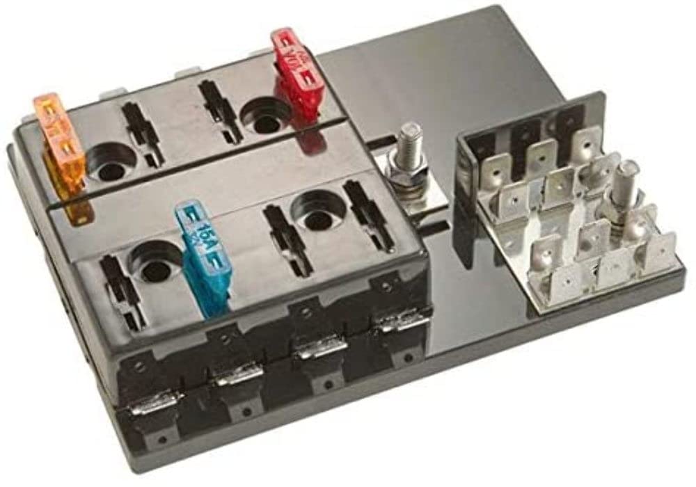 8 Position ATC Fuseblock with Grounding Pad - Perfect for Marine, RV, and Automotive Electrical Systems