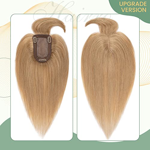 Clip in Human Hair Topper with Silk Base - Natural Looking Hairpiece for Thinning Hair - Perfect for Daily Wear, Special Occasions & Styling