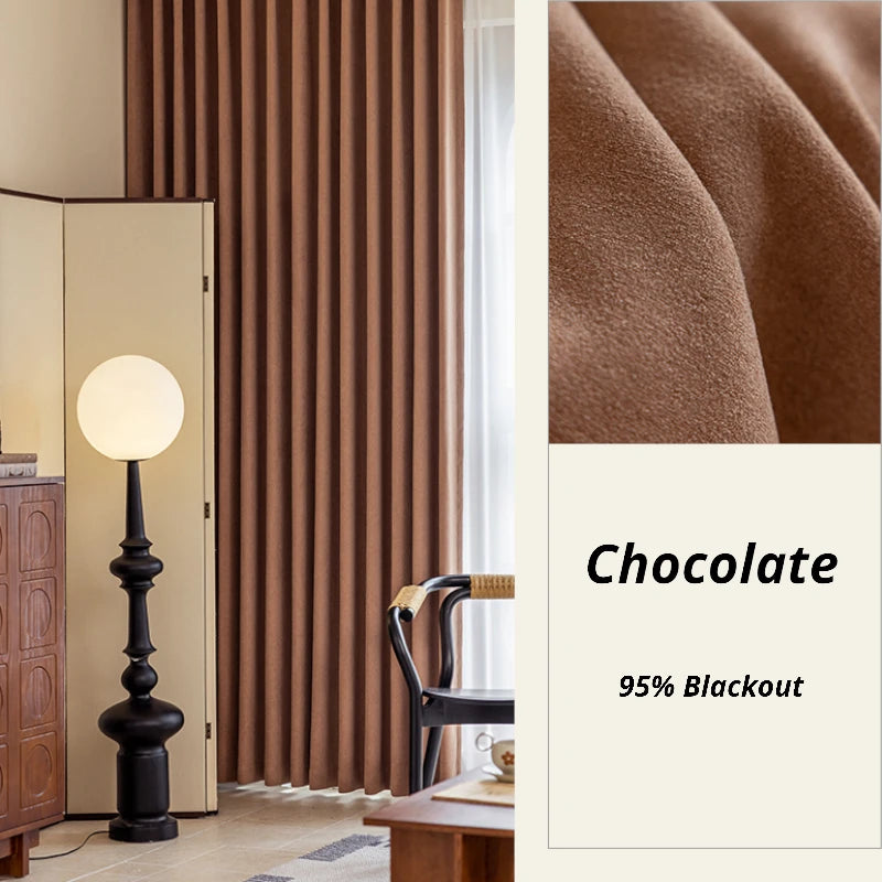 Aurora Heavy Chenille Textured Blackout Curtains for Bedroom - Thermal Insulated Noise Reducing Drapes for Living Room & Nursery (Custom Size Available)