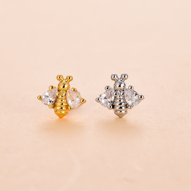 16G Tiny Bumble Bee Stud Earrings - Heart Conch Helix Cartilage Studs with Ball Back - Hypoallergenic Stainless Steel Jewelry for Women | Perfect for Everyday Wear, Gifts & Piercing Healing