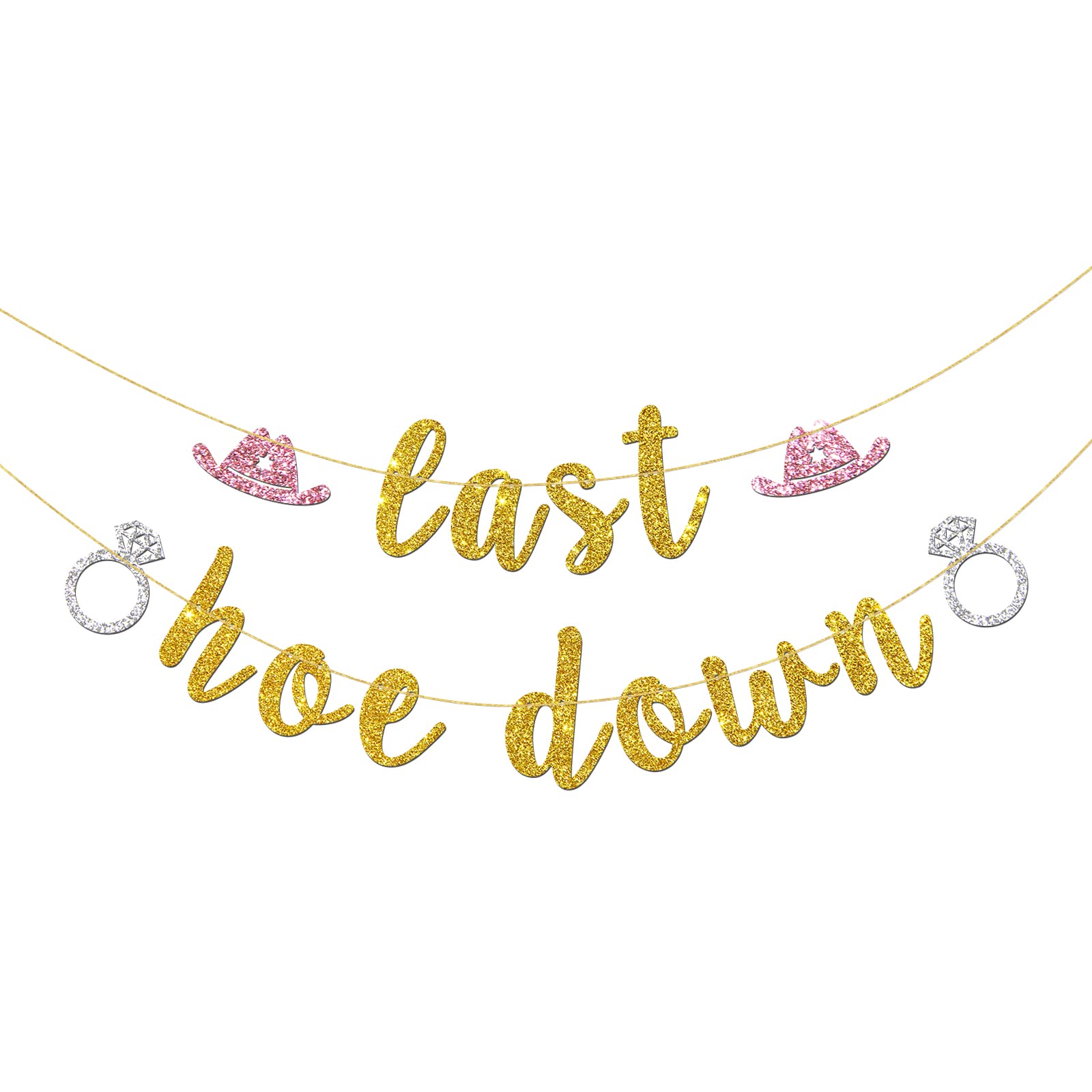 INNORU Last Hoe Down Banner - Western Themed Bachelorette Party Decorations, Cowgirl Wedding & Engagement Decor with Gold Glitter | Perfect for Country Themed Celebrations, Bridal Showers & Rustic Weddings