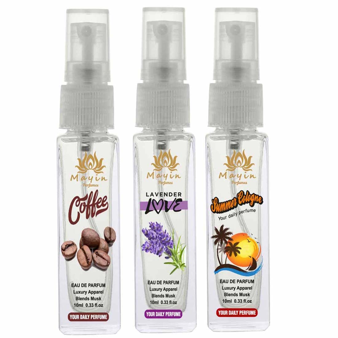Mayin Coffee Lavender Love Summer Cologne Eau De Parfum & Pocket Perfume Set for Women - 3x30ml Floral Fragrance Gift Set | Perfect for Date Night, Office Wear & Travel
