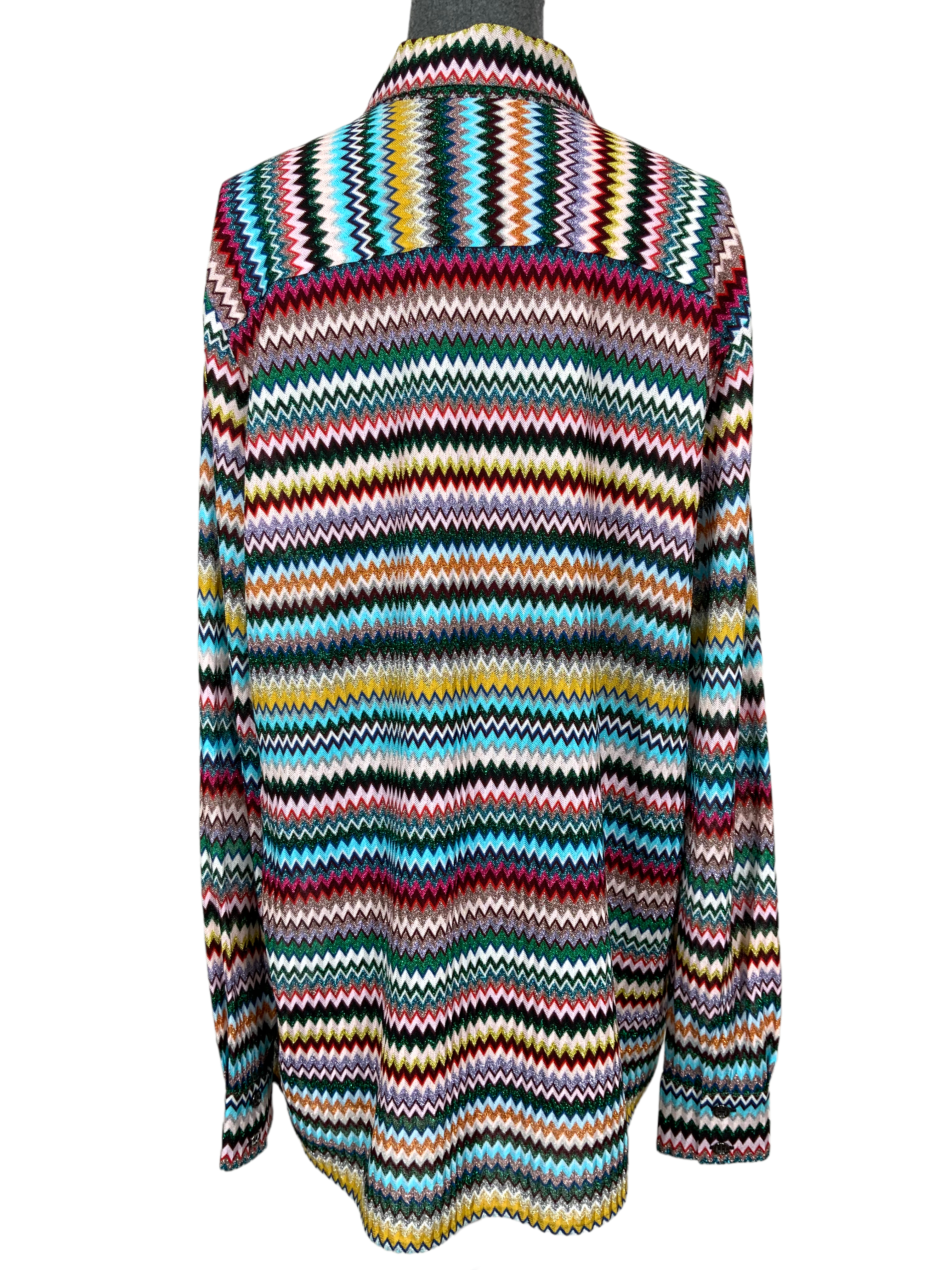 MISSONI Metallic Chevron Collar Shirt for Men - Size Large | Stylish Casual & Business Wear | Perfect for Office, Parties & Date Nights