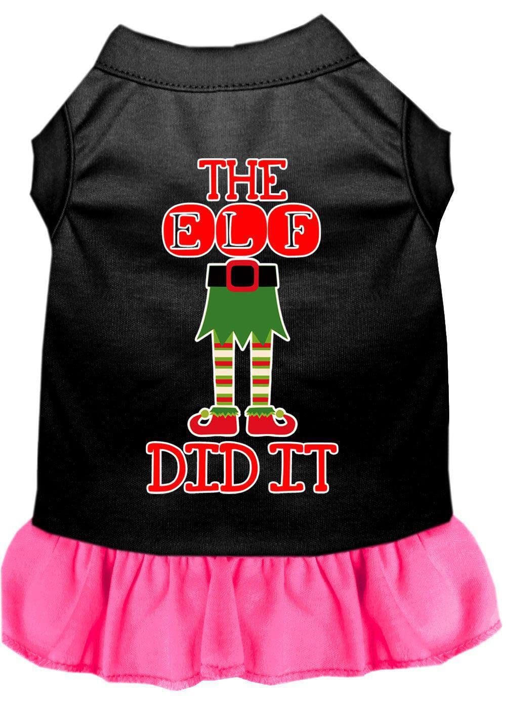 Christmas Pet Dog & Cat Costume - 'The Elf Did It' Funny Holiday Outfit in Bright Pink, Size XL (14-20 lbs) | Perfect for Christmas Parties, Pet Photos & Festive Celebrations