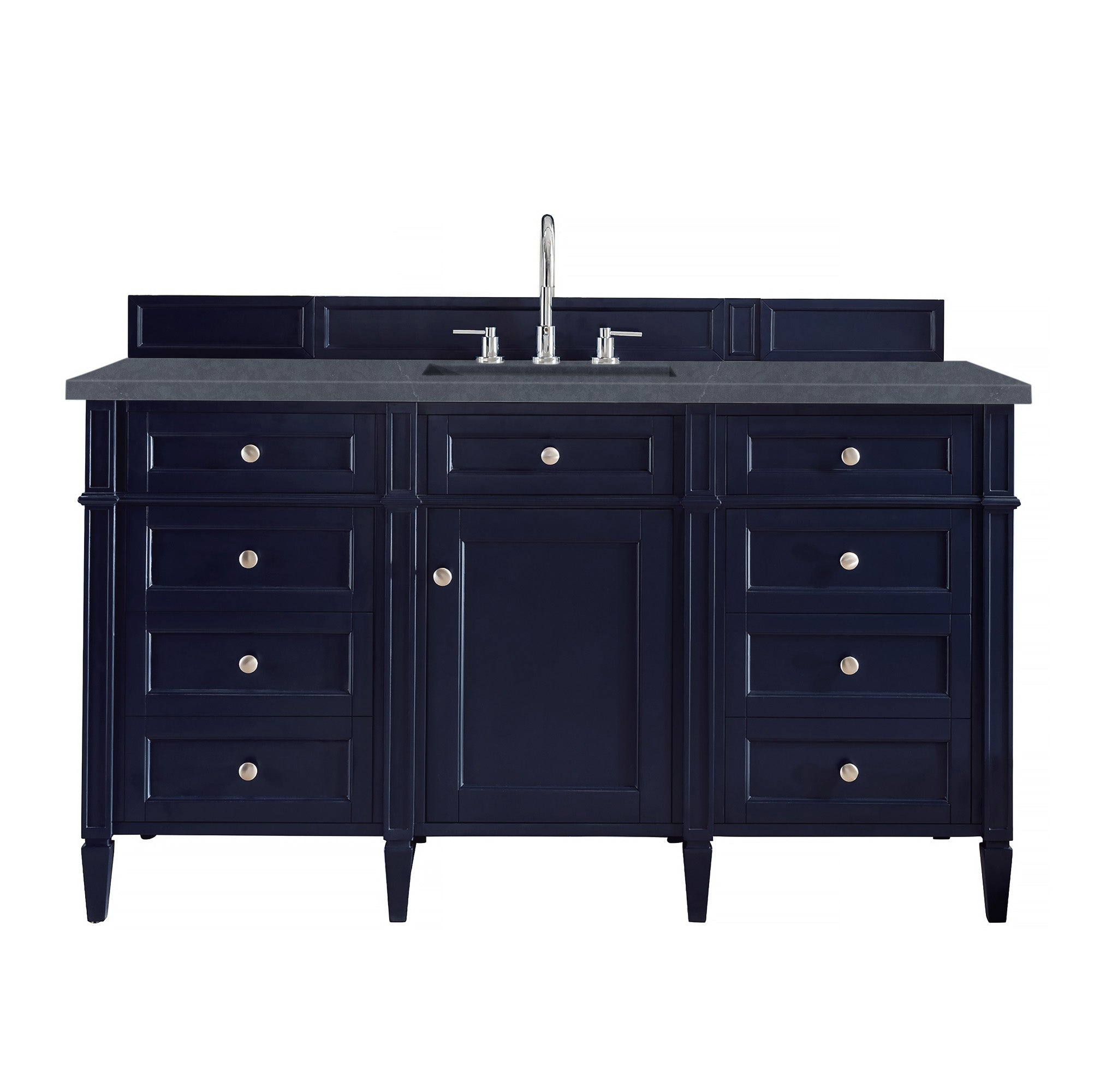 Brittany 60-Inch Single Bathroom Vanity in Victory Blue with 3CM Charcoal Soapstone Quartz Countertop - Perfect for Modern Master Bathrooms & Powder Rooms