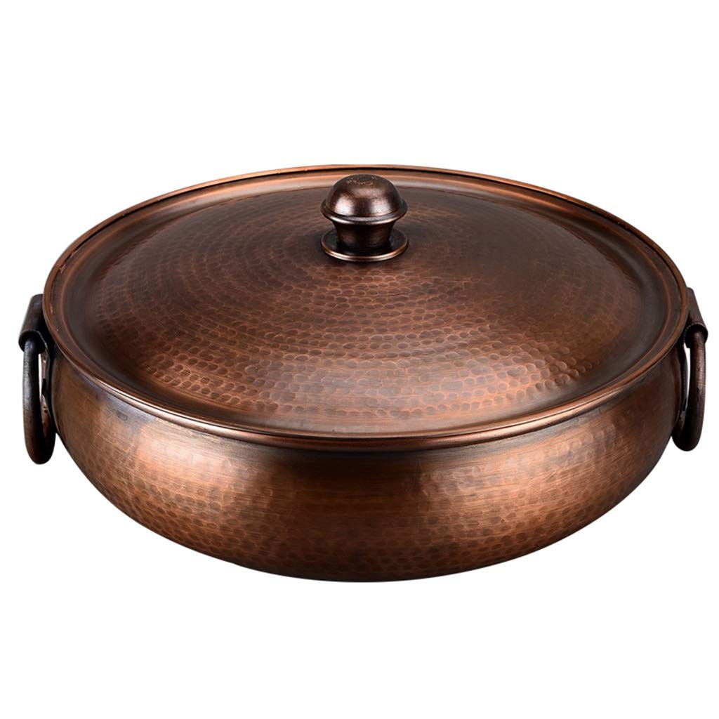 Vintage Hammered Copper Chafing Dish - 30cm Induction Cooker Pot for Hot Pot, Buffet & Catering | Handmade Retro Household Cookware (Brown) | Perfect for Parties, Restaurants & Home Cooking