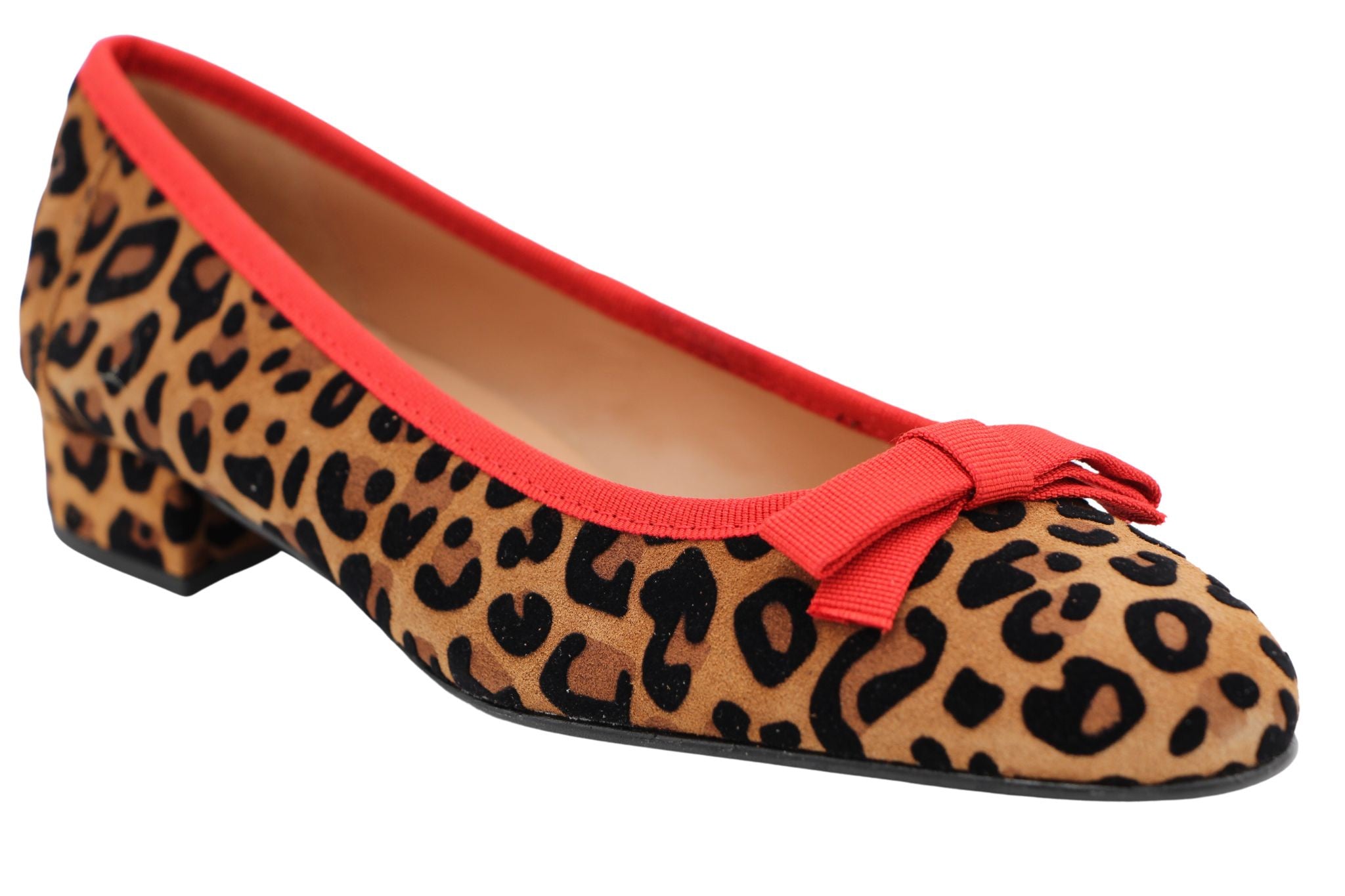Fabucci Women's Leopard Print Ballet Flats with Red Bow - Comfortable Casual Shoes for Work, Party & Everyday Wear