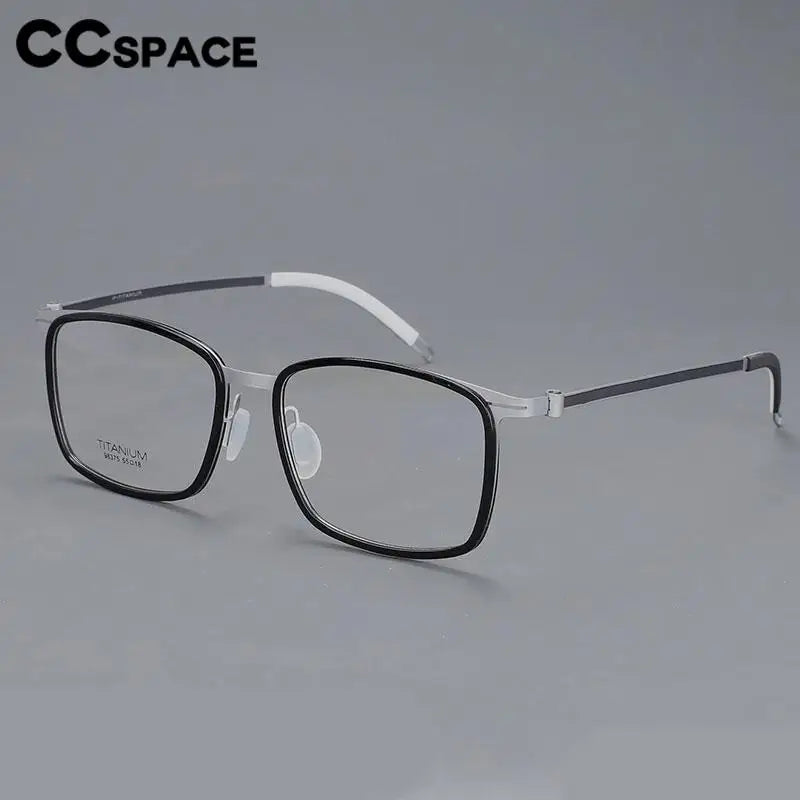 CCspace Unisex Full Rim Square Screwless Titanium Eyeglasses 57174 - Lightweight Durable Frame for Men & Women - Perfect for Reading, Work & Everyday Use