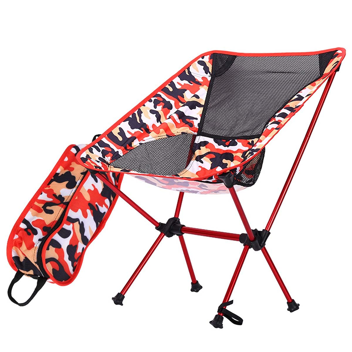 Lightweight Folding Beach Chairs for Adults - Portable Camping Chair with Carry Bag, Heavy Duty & Compact for Outdoor, Travel, Picnic - Perfect for Beach, BBQ, Festival and Backpacking (Red)