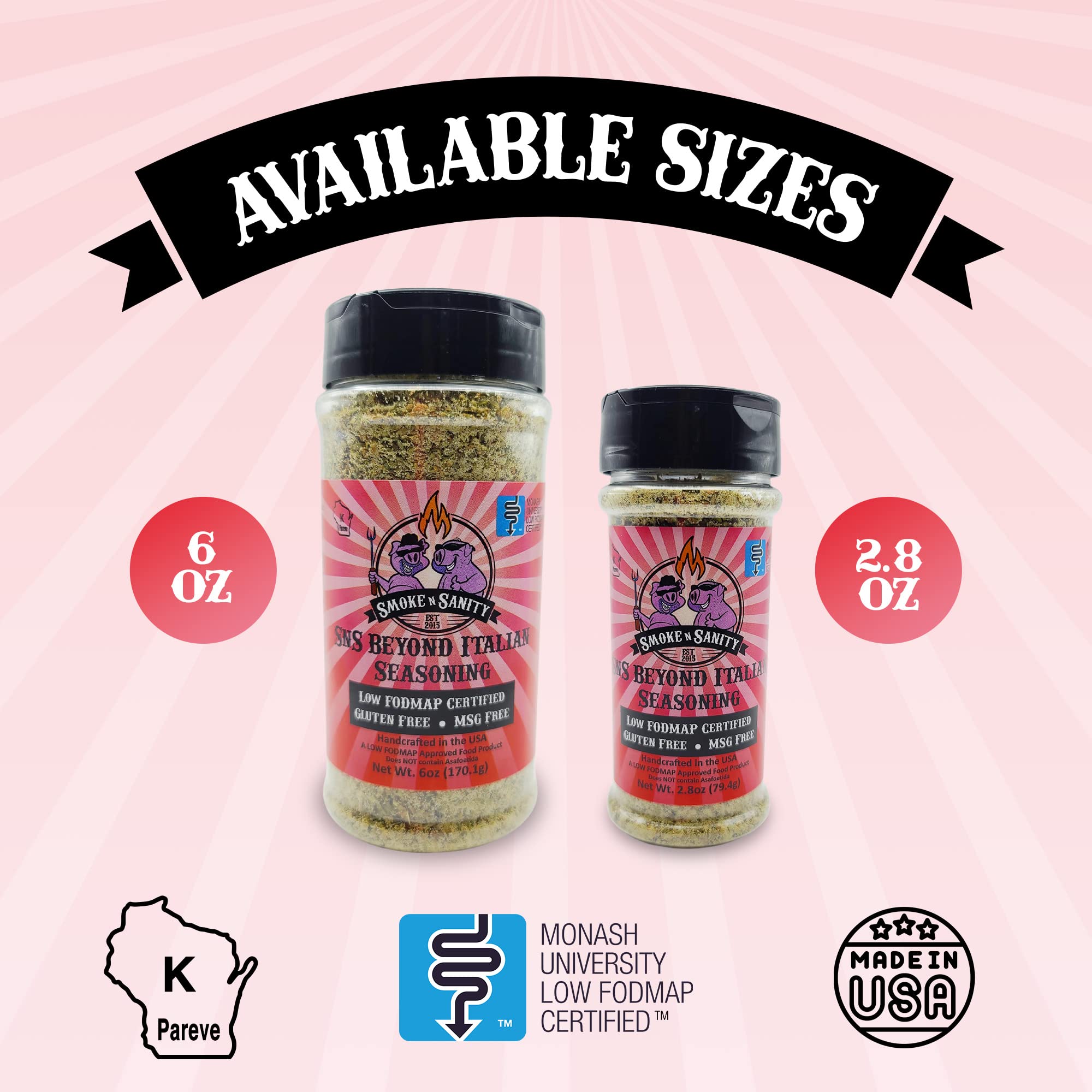 Smoke n Sanity SnS Beyond Italian Seasoning | Monash Certified Low FODMAP | Gluten Free | Kosher Certified | Dairy Free | 2.8 oz Shaker | Perfect for Pasta, Pizza & Mediterranean Dishes