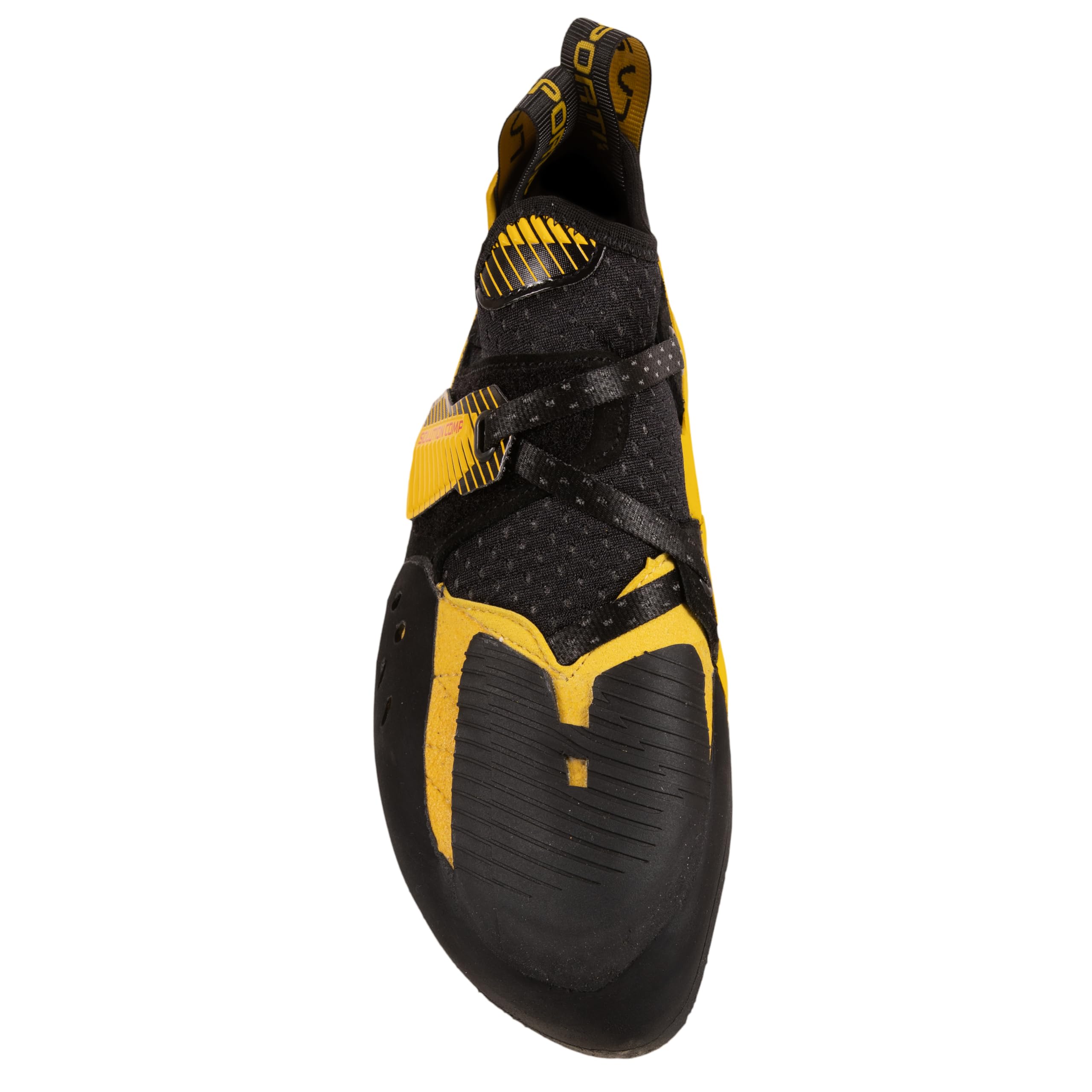 La Sportiva Men's Solution Comp Rock Climbing Shoes - Black/Yellow - Size 8.5 | High-Performance Climbing Footwear for Indoor & Outdoor Bouldering, Sport Climbing & Competitions