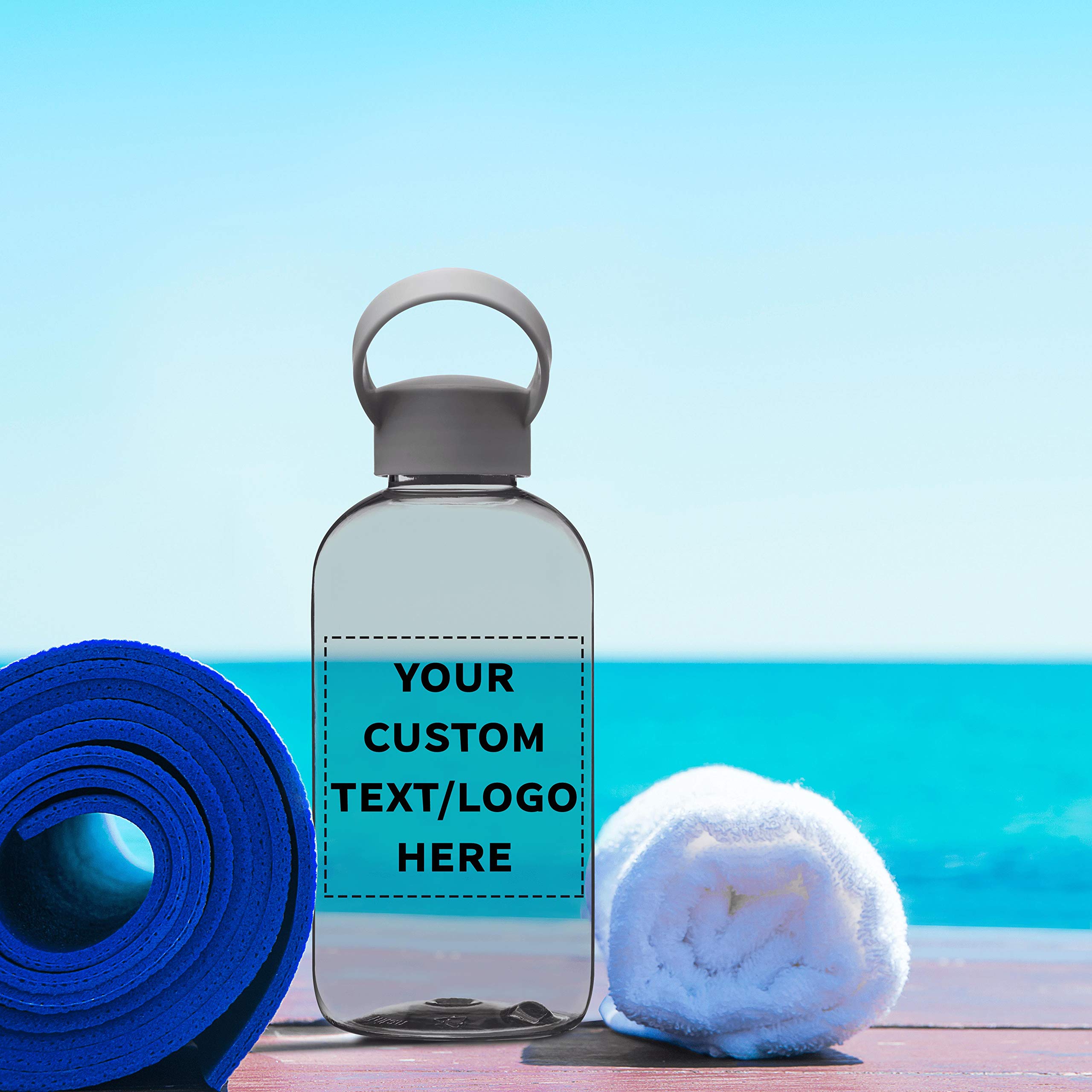 10 Pack 20oz Customizable Water Bottles with Handle - Personalized Text & Logo - Flexi-Grip Plastic Drinkware - Ideal for Sports, Gym, Outdoor Activities & Corporate Gifts