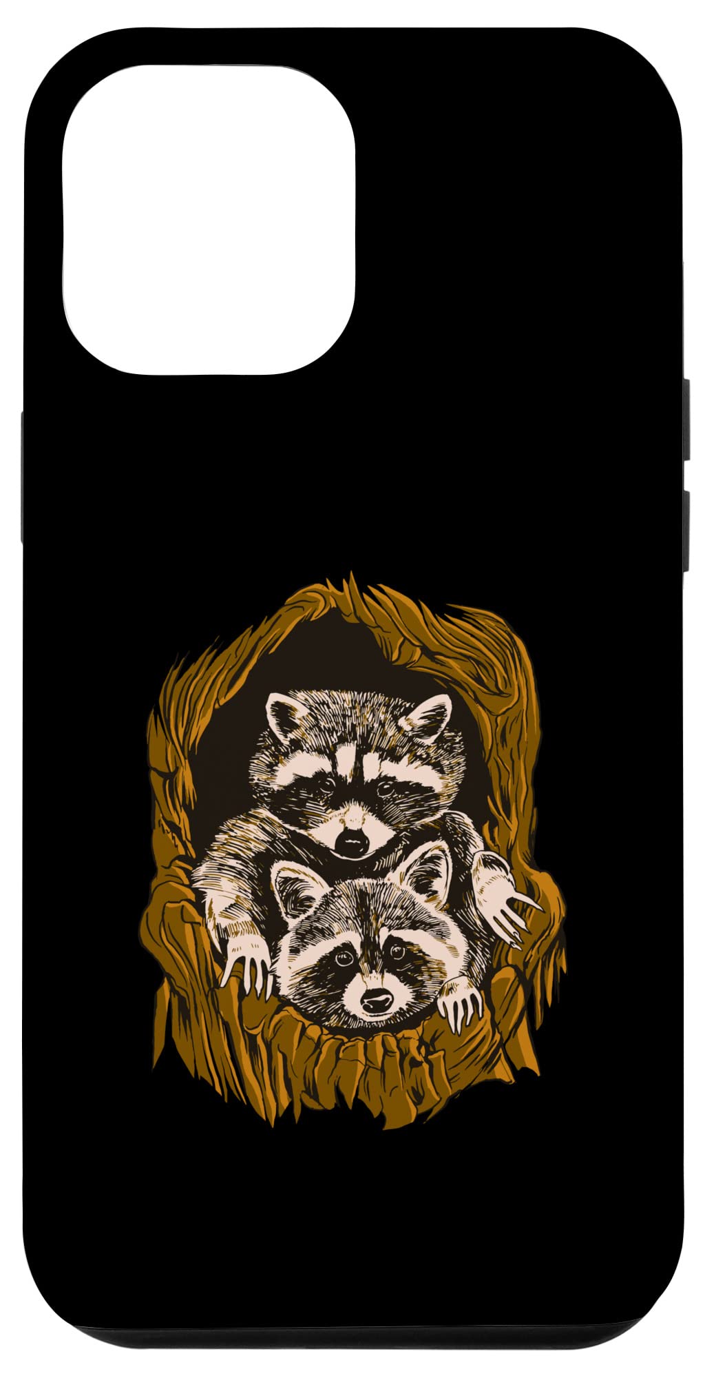 iPhone 12 Pro Max Case - Vintage Raccoon Family Tree Design with 3 Cute Raccoons in Nest | Perfect for Nature Lovers & Animal Enthusiasts