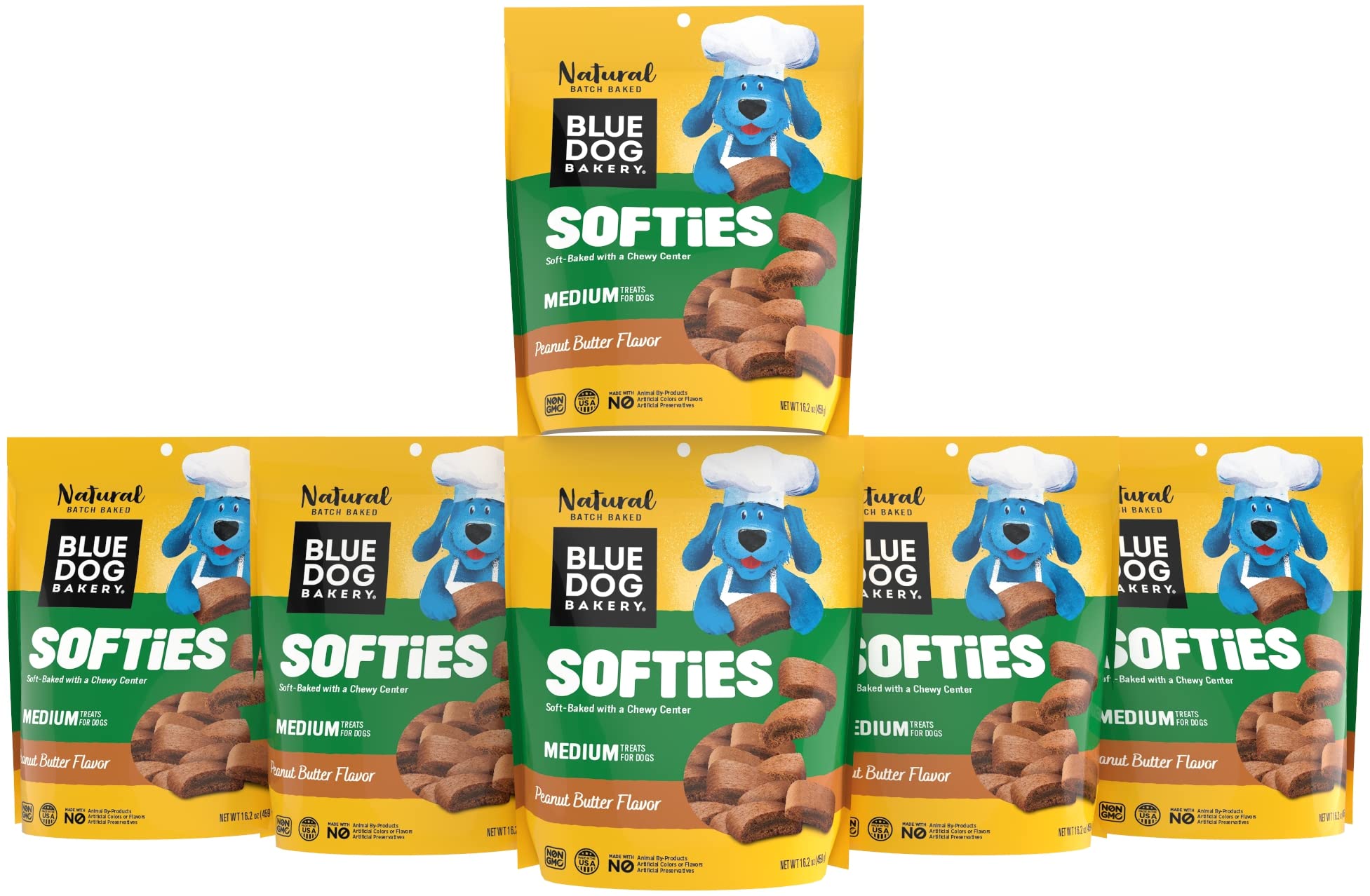Blue Dog Bakery Natural Dog Treats - Peanut Butter Flavor Softies, 18oz (6 Pack) | Healthy Training Snacks for Small & Large Dogs | Perfect for Rewards, Travel & Outdoor Adventures