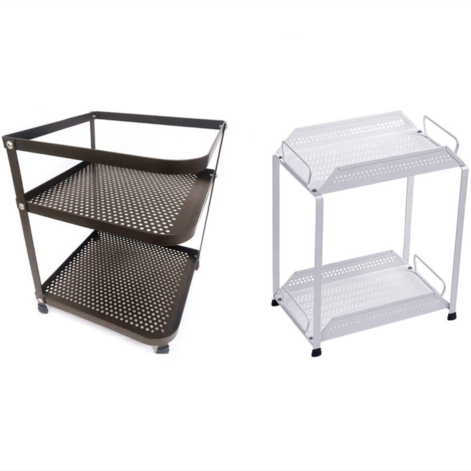 2-Tier Standing Vanity Organizer & Kitchen Storage Rack for Countertop - Spice Jars, Seasoning Bottles & Sauce Containers - Space Saving Cabinet Organizer for Pantry, Bathroom & Makeup Table (Brown) - Perfect for Small Kitchen Counter Organization & Bathroom Vanity Storage