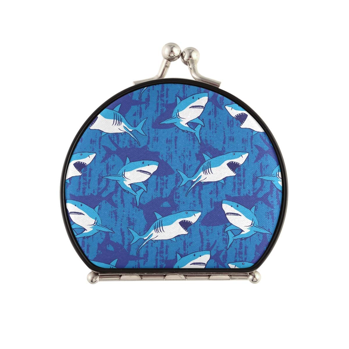 Shark Compact Travel Makeup Mirror - Dual-Sided 2x & 1x Magnification Folding Mirror for Women | Portable Pocket Mirror for Travel, Purse & Home Vanity Use