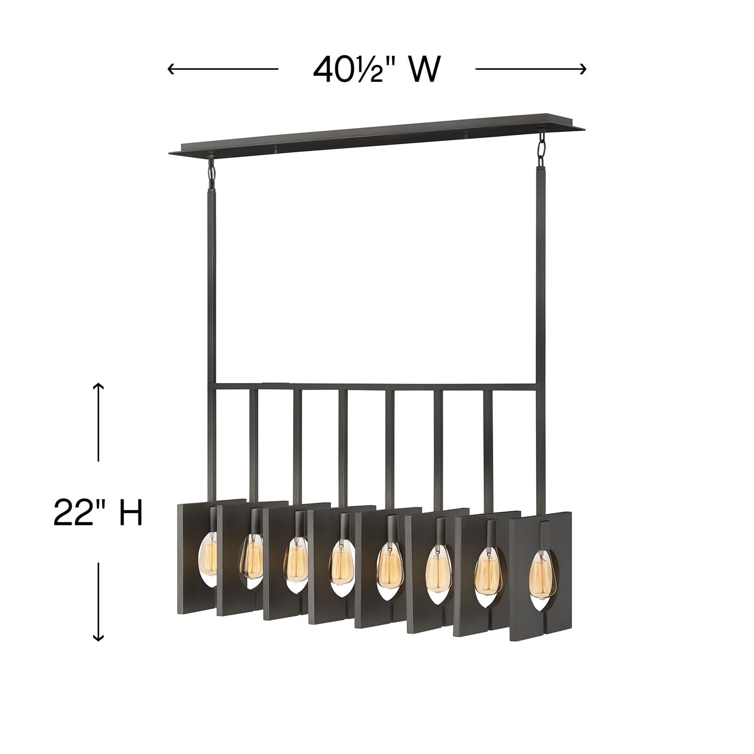 Hinkley Ludlow Collection 8-Light Linear Chandelier in Burnished Graphite - Modern Dining Room Lighting Fixture for Kitchen Island & Entryway