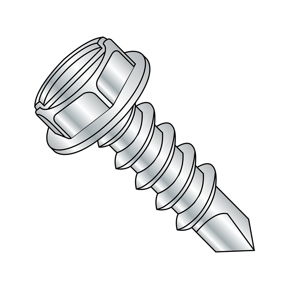 #10-16 Self-Drilling Screws - Zinc Plated Hex Washer Head (100 Pack) for DIY & Construction