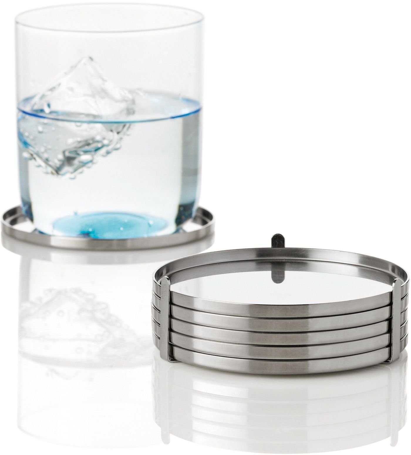 Stelton 6-Piece Stainless Steel Coasters Set - Elegant Drink Protectors for Coffee Tables, Bars & Home Decor