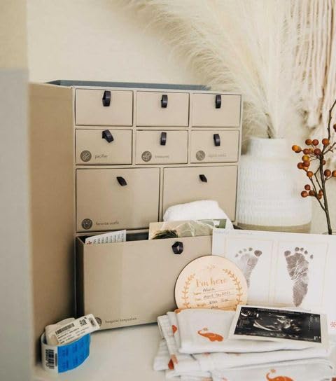 Deluxe Baby & School Years Memory Keepsake Box - Acid-Free Fabric Bound Organizer for Newborn Photos, First Locks & Milestones - Perfect Gift for Baby Showers, Birthdays, Mother’s Day & Maternity Presents - Nursery Decor & Family Heirloom Storage