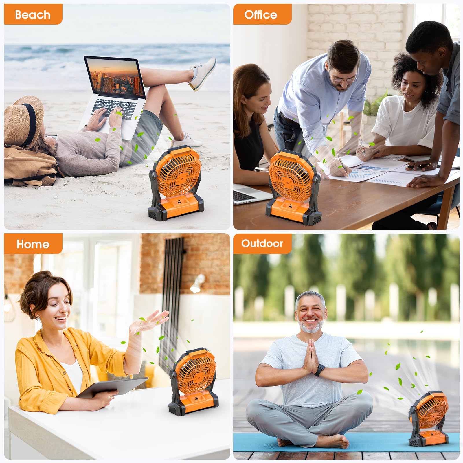 Rechargeable Portable Fan with LED Lantern - Cordless Battery Powered Table Fan for Travel, Bedroom, Camping, Office & Outdoor Activities | USB Operated Desk Fan for Home, Beach, Picnic, BBQ & Fishing Adventures