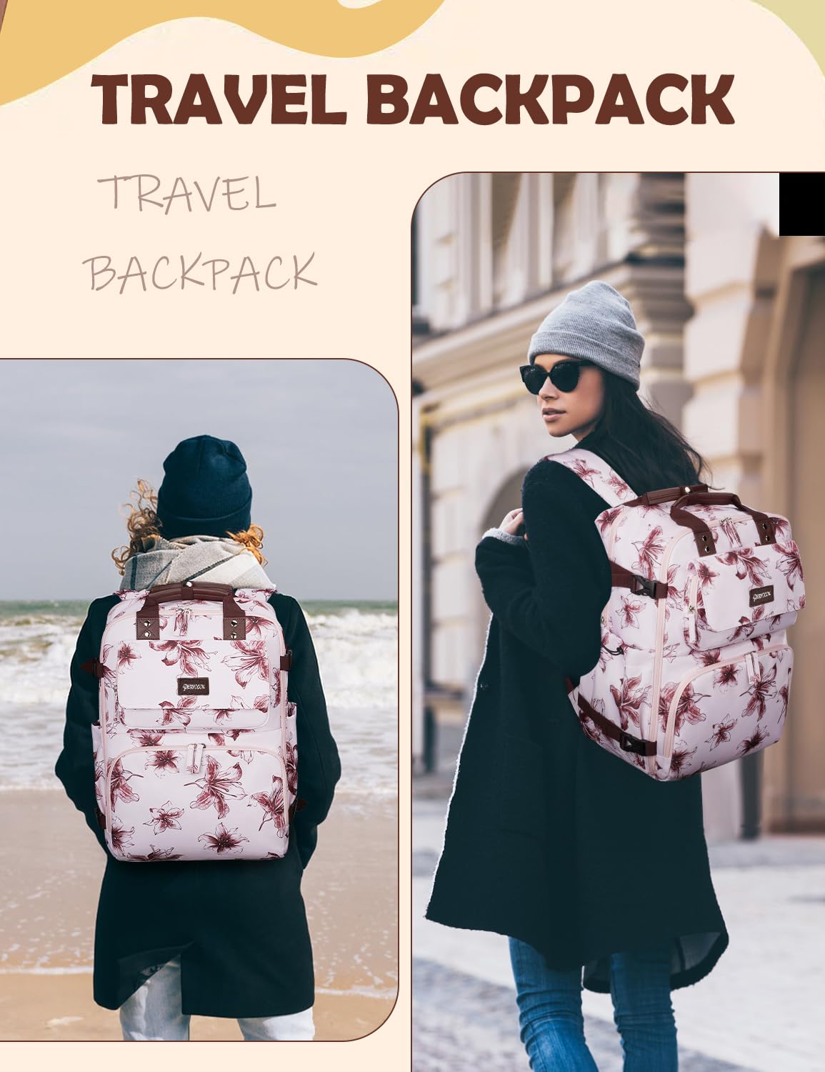 Pink TSA Approved Travel Backpack for Women - 17.3 Inch Lightweight Laptop Backpack with USB Charging Port & Padded Compartment - Perfect Carry-On Personal Item Bag for Air Travel, Commuting & Daily Use