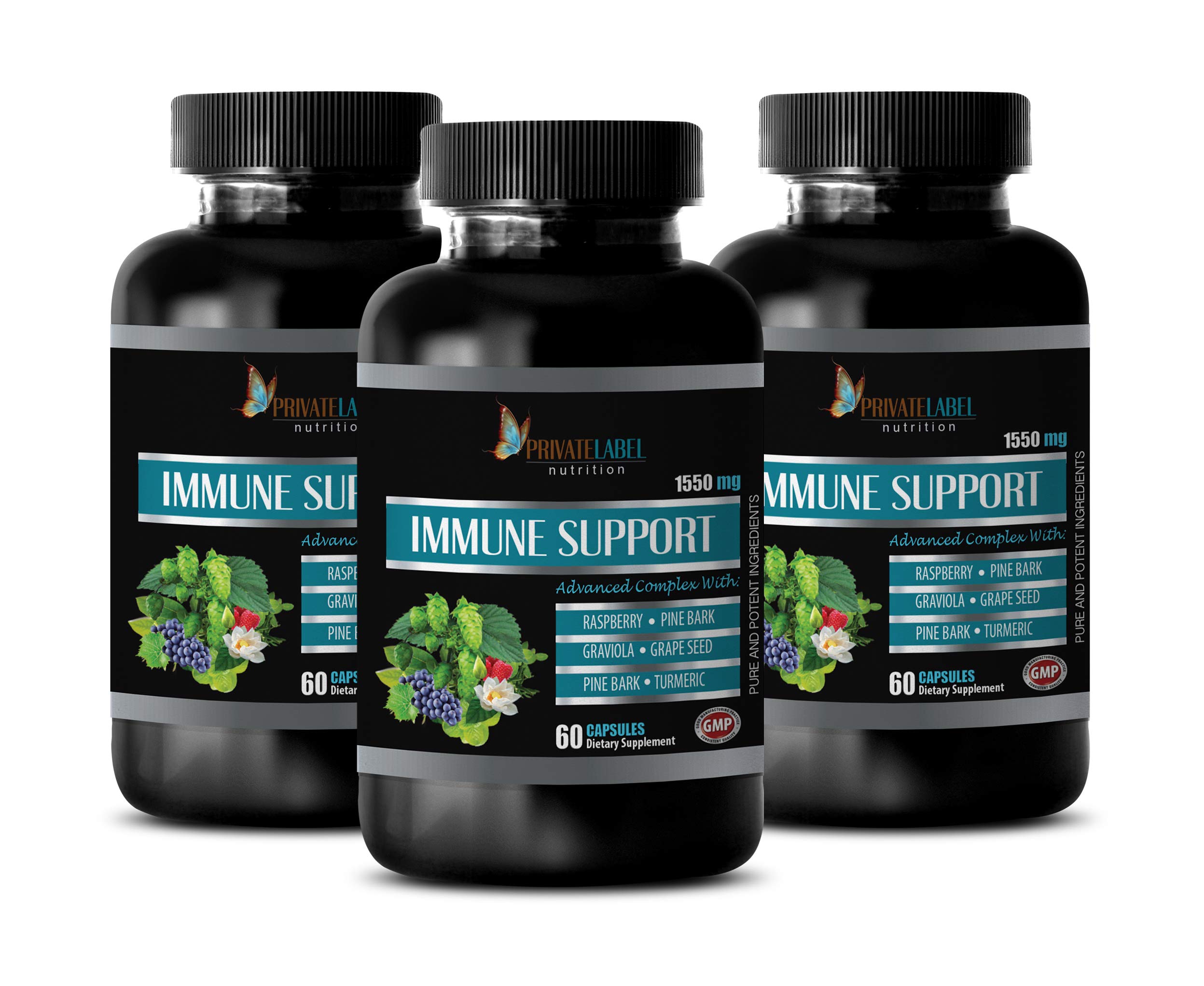 Best Anti-Inflammatory Supplements for Immune Support - 1550mg Turmeric Curcumin Capsules with Advanced Complex (3 Bottles, 180 Capsules) - Reduce Joint Pain & Boost Immunity for Active Lifestyle