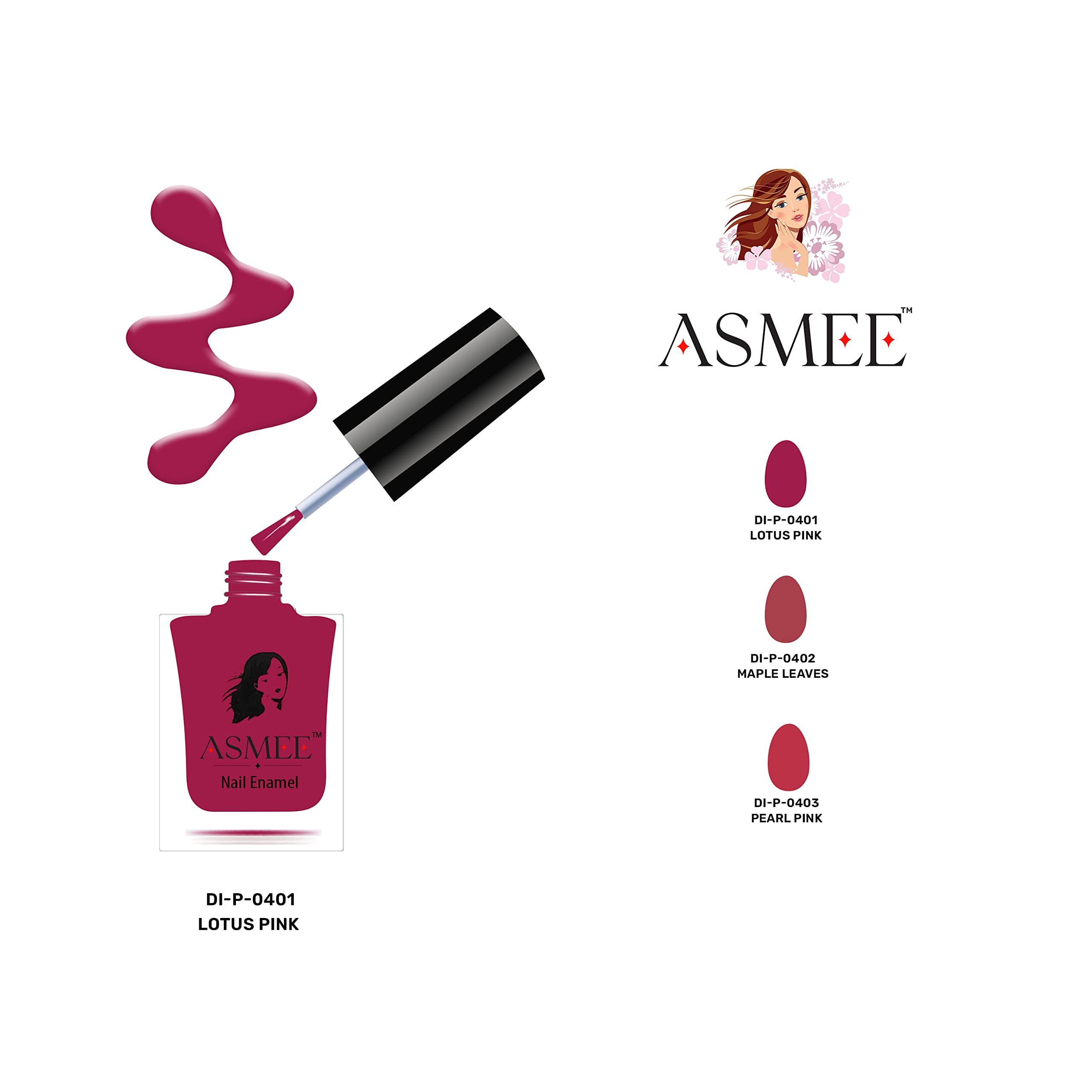 ASMEE Premium Nail Polish for Women - Quick Dry, Glossy Gel Finish, Paraben & Toxin Free, Long Lasting Nail Paint (10ML, Lotus Pink) - Perfect for Manicures, Pedicures, Nail Art & Special Occasions