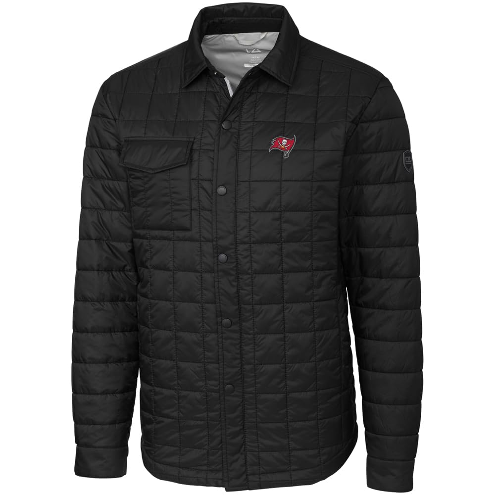 Cutter & Buck Men's NFL Rainier Waterproof Shirt Jacket - Lightweight Outdoor Windbreaker for Football Games, Hiking & Casual Wear