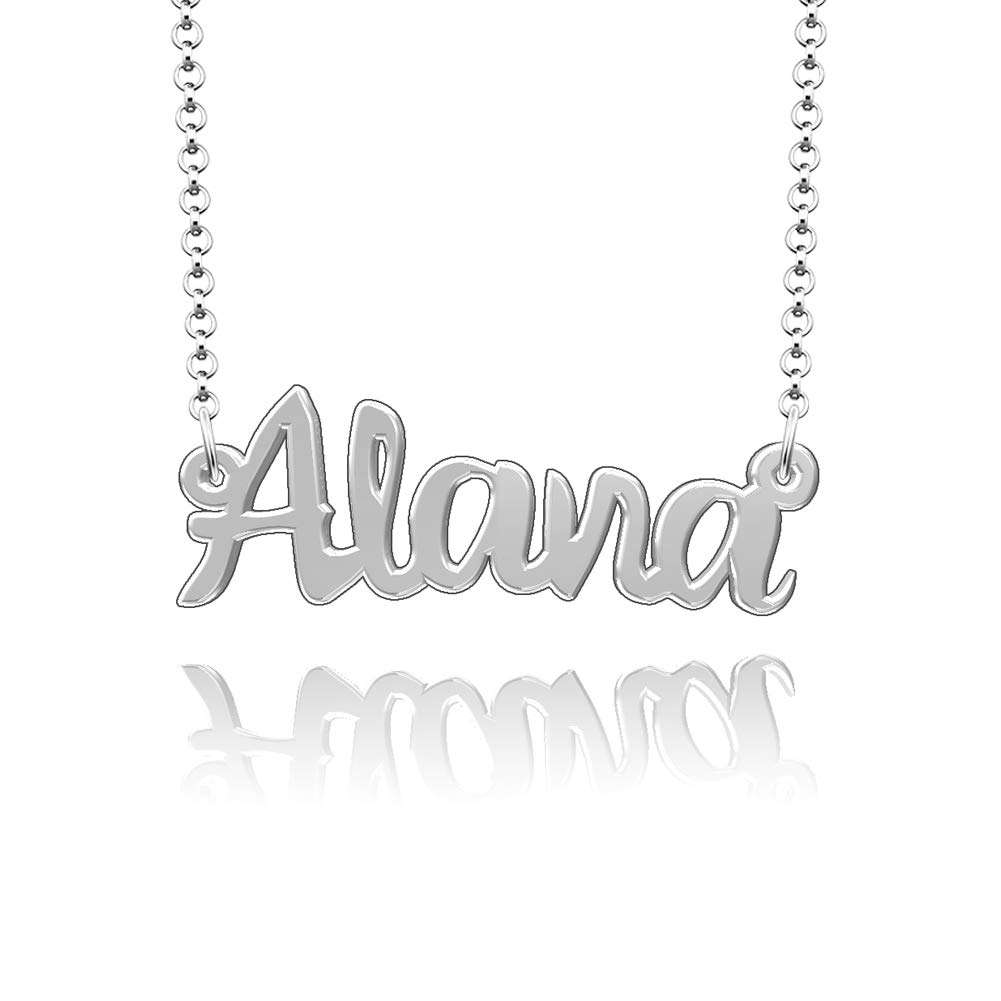 Custom Alana Name Necklace - Gold/Silver Bar Pendant for Gifts
