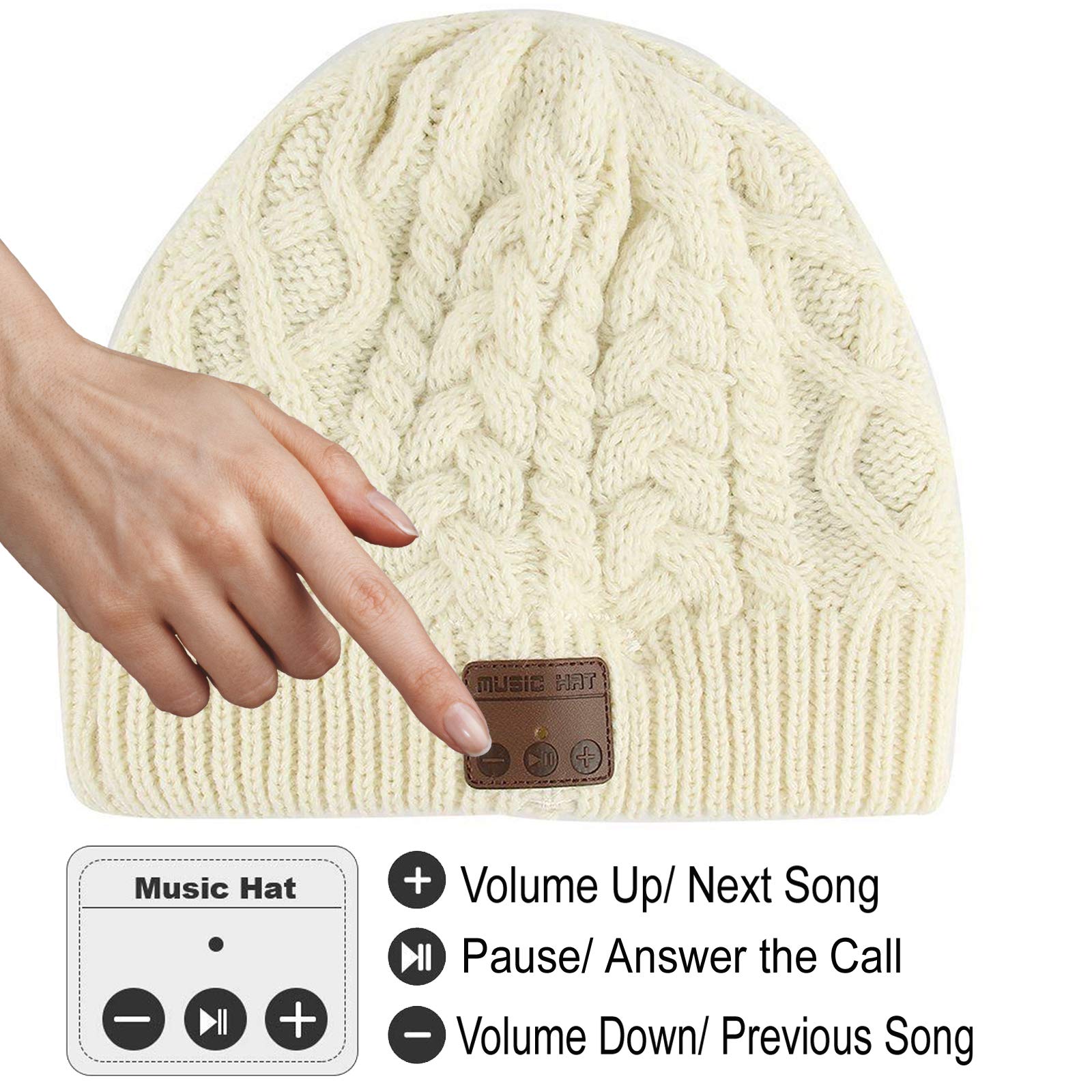 Wireless Beanie Hat with Built-in Headphones & Mic - Bluetooth Music Beanie for Men & Women - Winter Cap with Over-Ear Speakers for Outdoor Sports & Activities