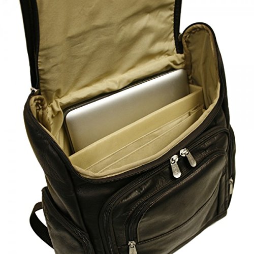 Stylish 14-Inch Multi-Pocket Leather Laptop Backpack for Men & Women - Perfect for Work, Travel & College - Saddle Brown