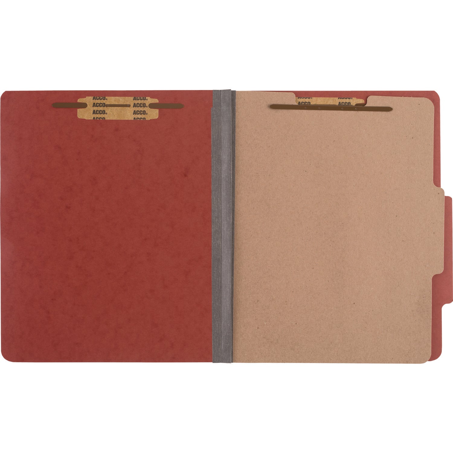 ACCO Pressboard Classification Folders - 2 Expansion Pockets, 1 Divider, 4 Fasteners, Letter Size (8.5x11 Inches), Earth Red Exterior - 10 Pack/Box - Perfect for Office Document Organization & School Filing Systems