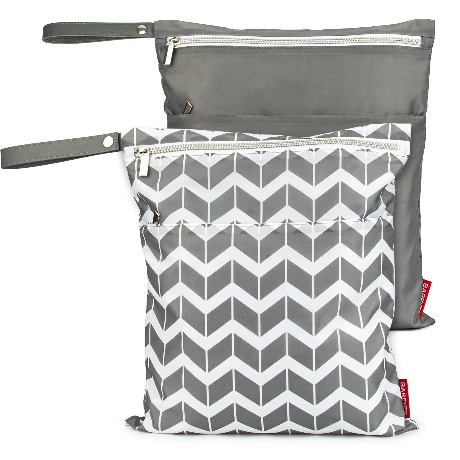 2Pcs Reusable Wet Dry Bags - Waterproof Washable Diaper Bags with Dual Zipper Pockets for Baby Cloth Diapers, Gym Clothes & Travel Essentials - Perfect for Daycare, Beach, Pool & On-the-Go Organization